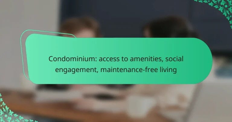 Condominium: access to amenities, social engagement, maintenance-free living