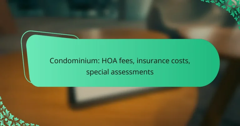 Condominium: HOA fees, insurance costs, special assessments