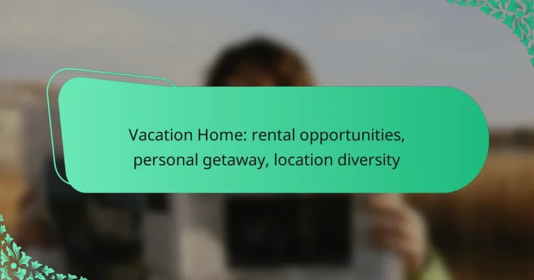 Vacation Home: rental opportunities, personal getaway, location diversity