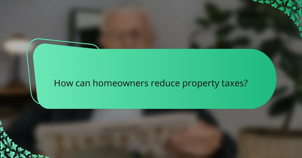 How can homeowners reduce property taxes?