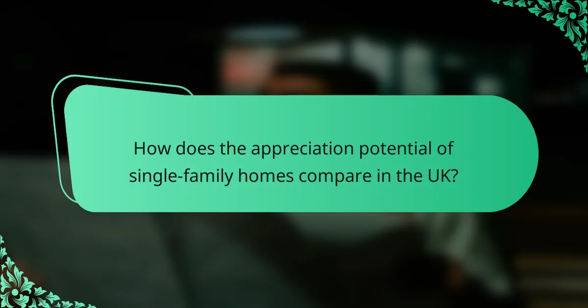How does the appreciation potential of single-family homes compare in the UK?
