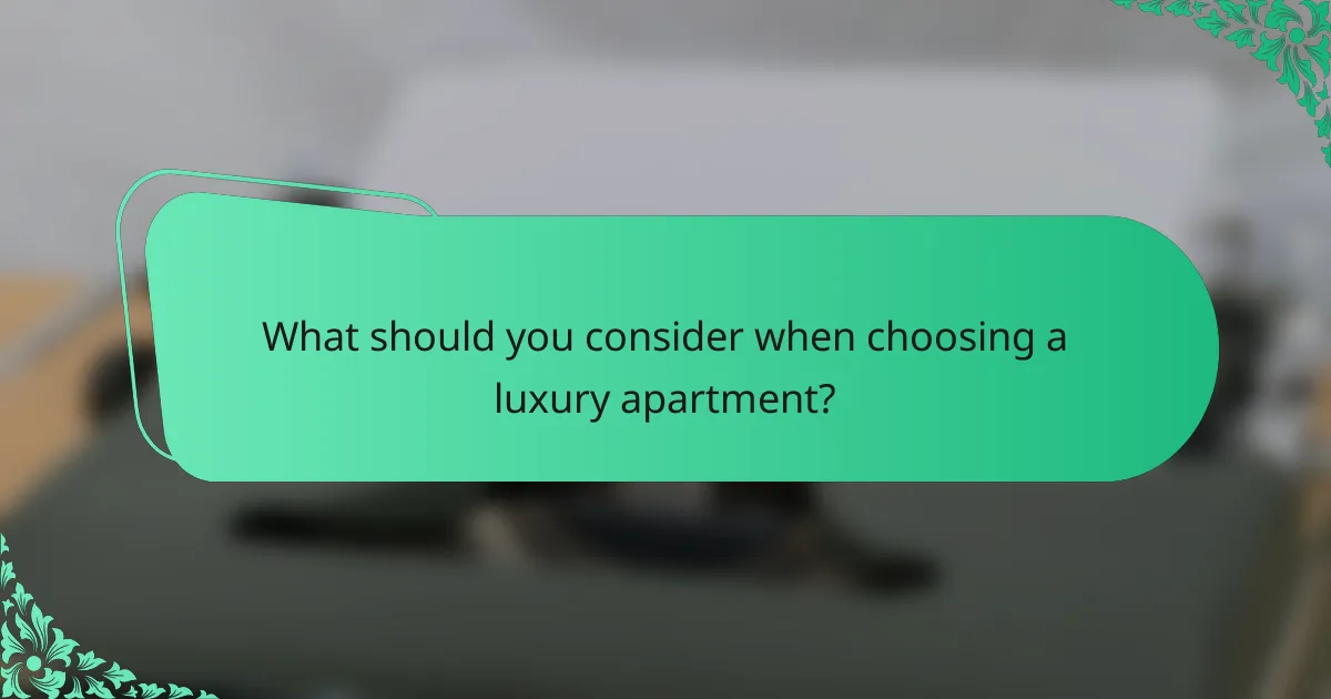 What should you consider when choosing a luxury apartment?